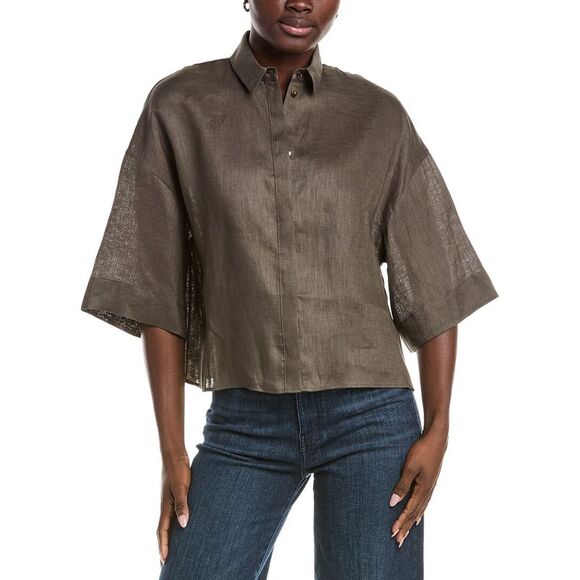 Max Mara Tops - Max Mara Womens  Mirano Linen Shirt, Green